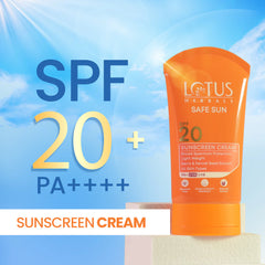 Lotus Herbals Cosmetics Safe Sun Sunscreen Cream SPF 20 PA+ 100g Lotus Herbals Cosmetics Safe Sun Sunscreen Cream SPF 20 PA+ 100g