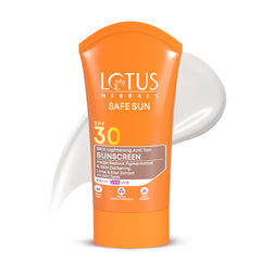 Lotus Herbals Cosmetics SAFE SUN Skin Lightening SUNSCREEN SPF-30 50g Pack Of 2 Lotus Herbals Cosmetics SAFE SUN Skin Lightening SUNSCREEN SPF-30 50g Pack Of 2
