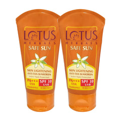 Lotus Herbals Cosmetics SAFE SUN Skin Lightening SUNSCREEN SPF-30 50g Pack Of 2 Lotus Herbals Cosmetics SAFE SUN Skin Lightening SUNSCREEN SPF-30 50g Pack Of 2