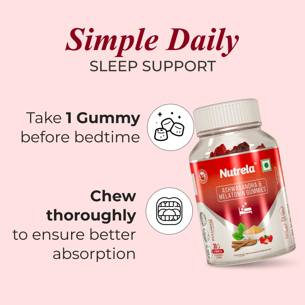 Patanjali Nutrela Ashwagandha & Melatonin Mixer Flavor Gummies 90g