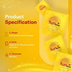 Leeford Funtime Banana Flavored Lubricated Dotted,Ribbed And Contoured Condom 10's Leeford Funtime Banana Flavored Lubricated Dotted,Ribbed And Contoured Condom 10's