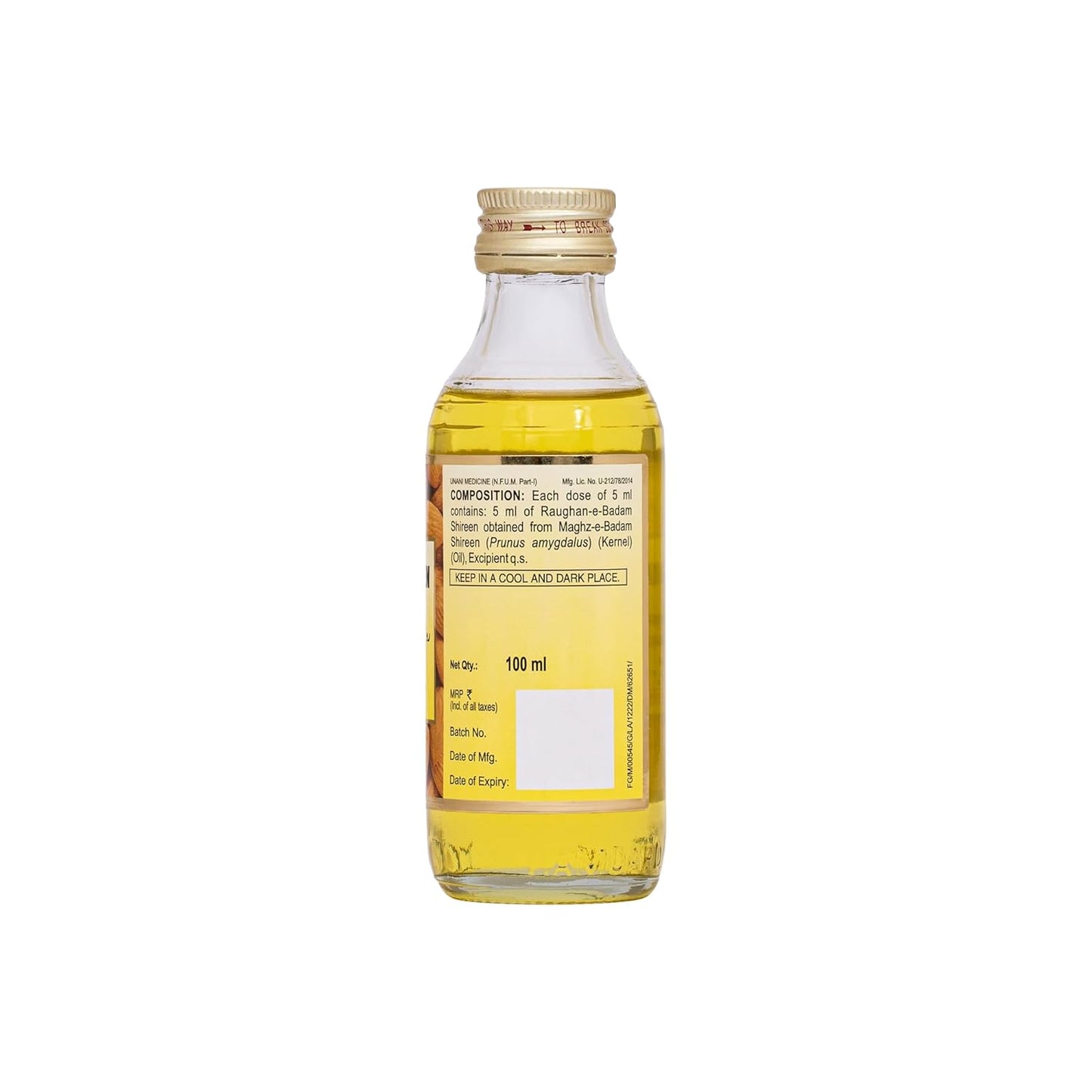 Hamdard Ayurvedic Raughan E Badam Shireen Sweet Almond Oil for Body, Skin & Hair Oil
