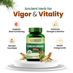Himalayan Organics Korean Red Ginseng 1000mg/Serve Vegetarian 100 Capsules Himalayan Organics Korean Red Ginseng 1000mg/Serve Vegetarian 100 Capsules