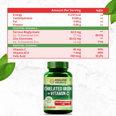 Himalayan Organics Chelatisiertes Eisen mit Vitamin C-Ergänzung, 120 vegetarische Tabletten Himalayan Organics Chelatisiertes Eisen mit Vitamin C-Ergänzung, 120 vegetarische Tabletten