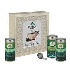 Organic India Exotic Brew Gift Box with Tea Infuser 3 X 100g Organic India Exotic Brew Gift Box with Tea Infuser 3 X 100g