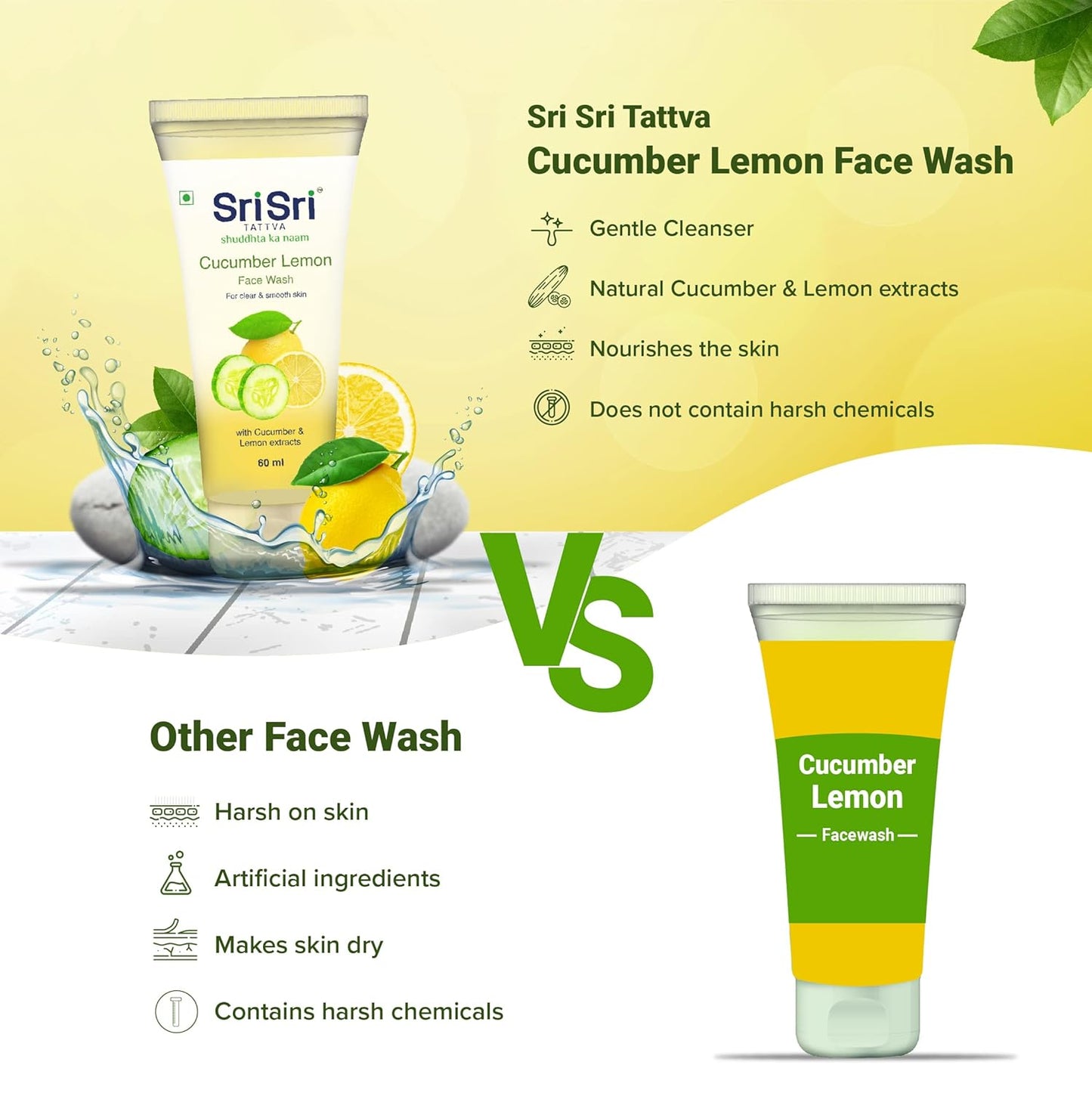 Sri Sri Tattva Shuddhta ka Naam Cucumber Lemon Face Wash 60 ml