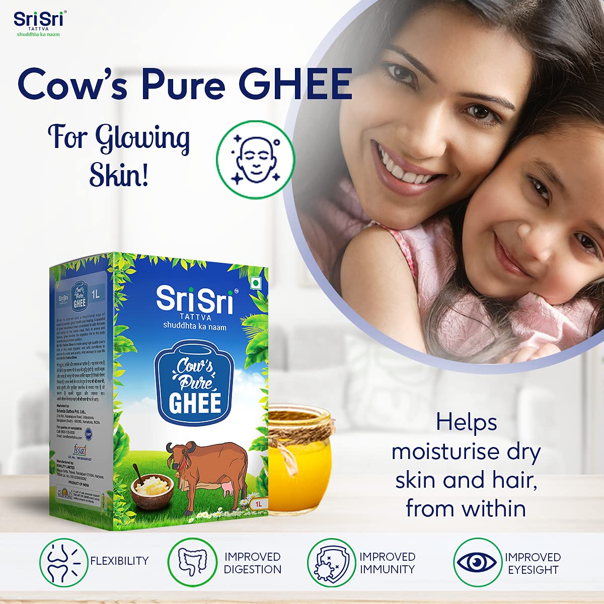Sri Sri Tattva Kuh-Ghee Reines Kuh-Ghee für eine bessere Verdauung und Immunität Ghee