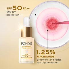 POND’S Sun Miracle SPF 50 PA++ Protect & Bright With Niacinamide Sunscreen Serum 14ML POND’S Sun Miracle SPF 50 PA++ Protect & Bright With Niacinamide Sunscreen Serum 14ML