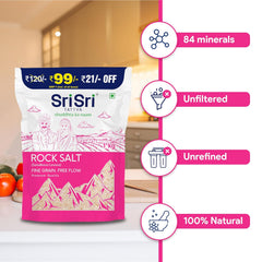 Sri Sri Tattva Rock Salt Saindhava Lavana Fine Grain,Free Flow 1 kg Sri Sri Tattva Rock Salt Saindhava Lavana Fine Grain,Free Flow 1 kg
