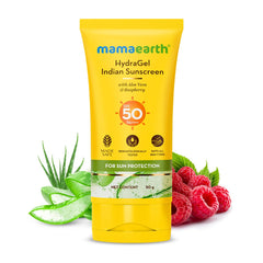 Mamaearth HydraGel Indian Sunscreen with Aloe Vera and Raspberry for Sun Protection 50g Mamaearth HydraGel Indian Sunscreen with Aloe Vera and Raspberry for Sun Protection 50g