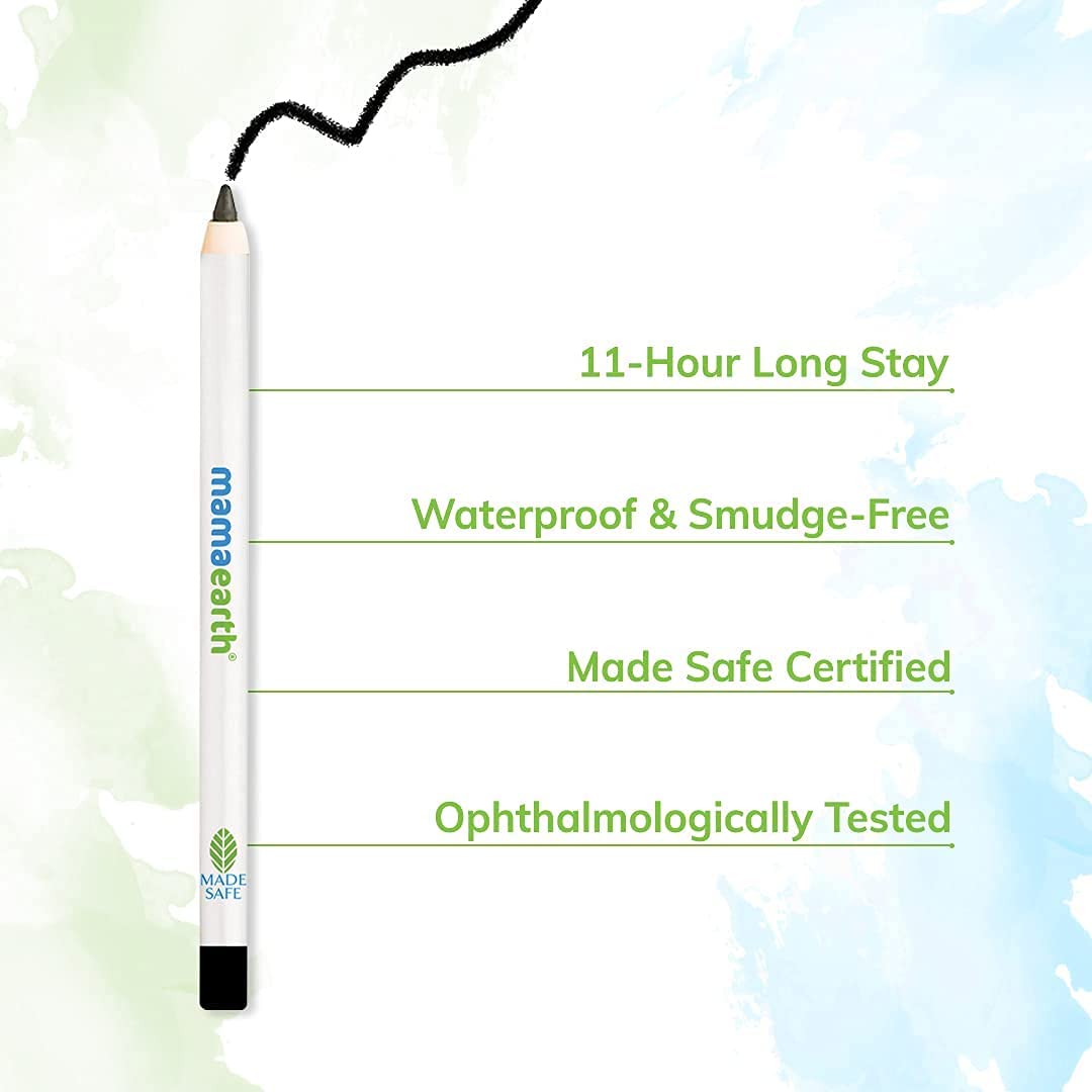 Mamaearth Charcoal Black Long Stay Eye Kajal Kohl Pencil With Castor Oil and Chamomile For 11 Hour Smudge
