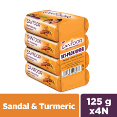 Santoor Soap with Sandal And Turmeric Pack of 4 soaps (125g each) Santoor Soap with Sandal And Turmeric Pack of 4 soaps (125g each)