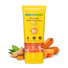 Mamaearth Ultra Light Indian Sunscreen with Carrot Seed, Turmeric and SPF 50 PA++++ Mamaearth Ultra Light Indian Sunscreen with Carrot Seed, Turmeric and SPF 50 PA++++