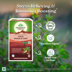 Organic India Tulsi Masala Chai Green Tea 25 Infusion Bag & 100g Tin Organic India Tulsi Masala Chai Green Tea 25 Infusion Bag & 100g Tin