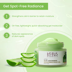 Lotus Herbals Cosmetics Active Aloe + Niacinamide Brightening Boost Gel 50g Lotus Herbals Cosmetics Active Aloe + Niacinamide Brightening Boost Gel 50g