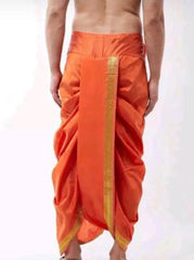 Indian Ethnic Party Wear Pure Soft Silk Border Readymade Men Dhoti for Dhoti Lovers Indian Ethnic Party Wear Pure Soft Silk Border Readymade Men Dhoti for Dhoti Lovers