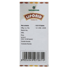 Nagarjuna Ayurvedic Liporid 100 Tablets Nagarjuna Ayurvedic Liporid 100 Tablets