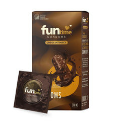Leeford Funtime Chocolate Flavored Lubricated Dotted, Ribbed And Contoured Condom 10 Piece Leeford Funtime Chocolate Flavored Lubricated Dotted, Ribbed And Contoured Condom 10 Piece