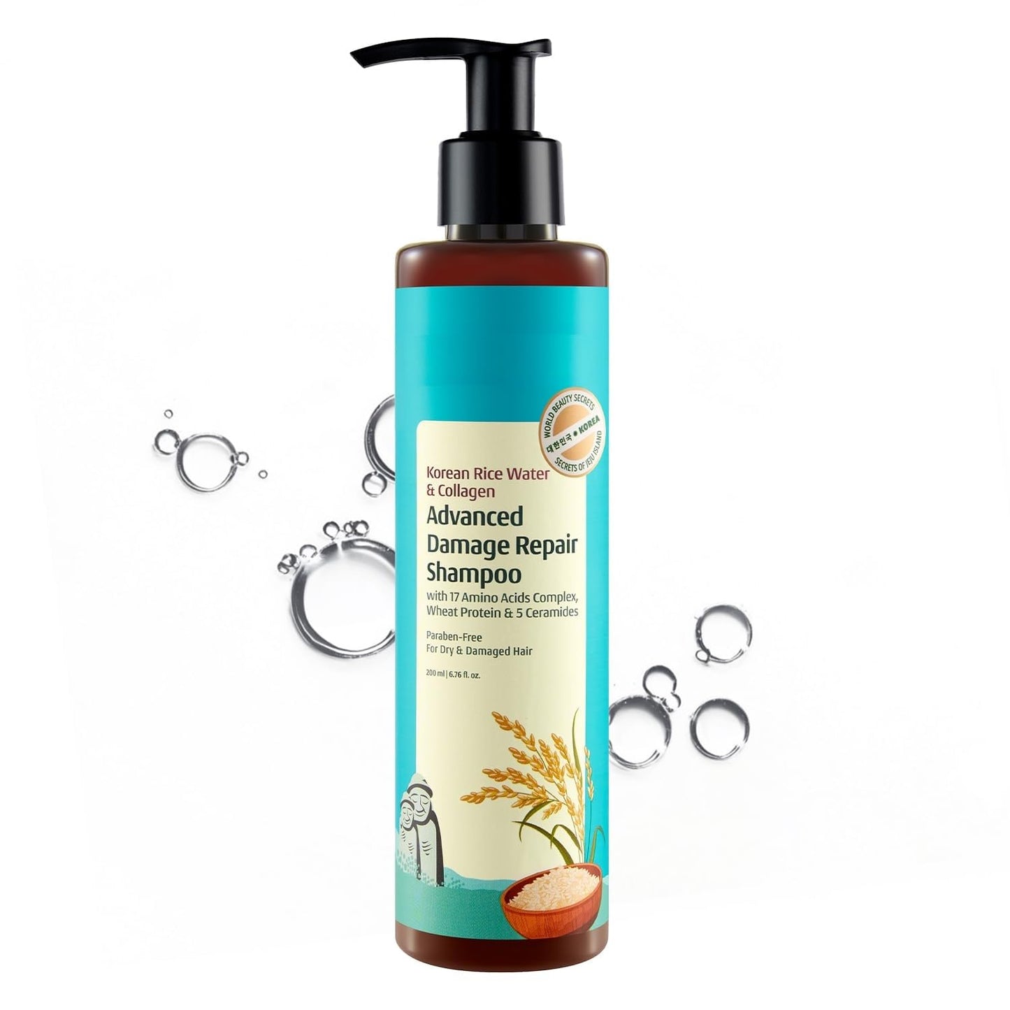 Pilgrim Cosmetics Korean Rice Water & Collagen Advanced Damage Repair Hair Shampoo