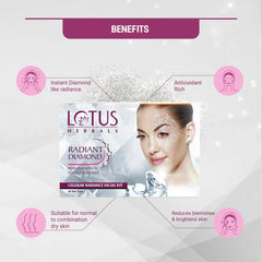 Lotus Herbals Cosmetics Radiant Diamond Cellular Radiance Salon Grade 4 Facial Kit Lotus Herbals Cosmetics Radiant Diamond Cellular Radiance Salon Grade 4 Facial Kit