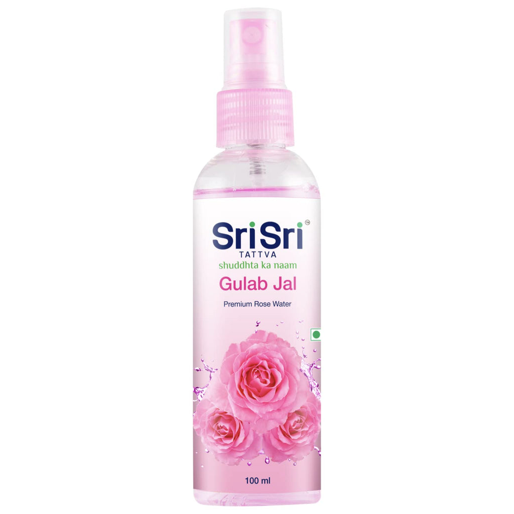 Sri Sri Tattva Gulab Jal reinigt und erfrischt die Haut, Premium-Rosenwasserspray, 100 ml