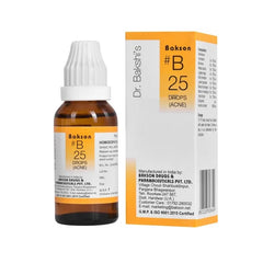 Bakson's Homoeopathy B25 (B-25) Acne For Pimples,Dermatitis Drops 30ml