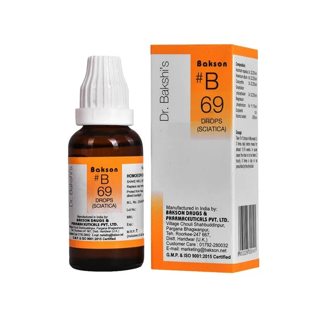 Bakson's B69 (B-69) Sciatica For Formication And Pain In Legs Drops 30ml