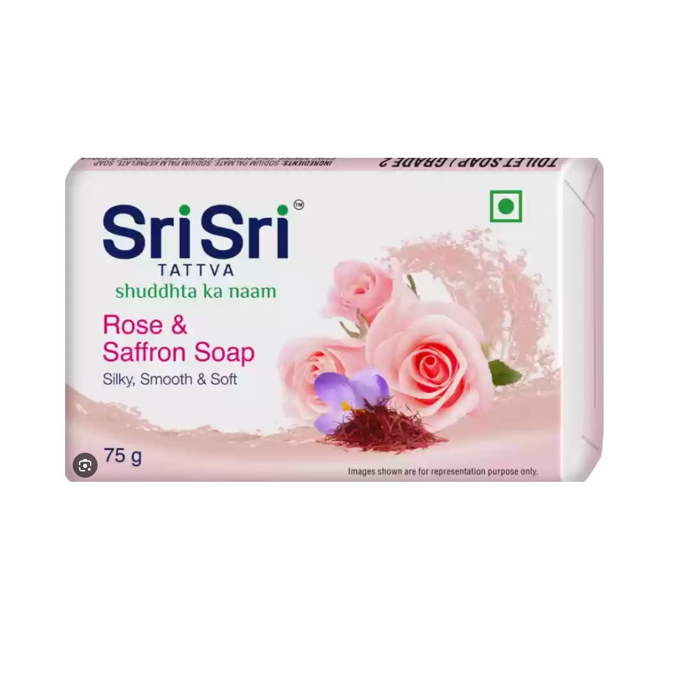 Sri Sri Tattva Rose & Saffron Soap Silky,Smooth & Soft Skin (3+1 Combo Pack) 75gm