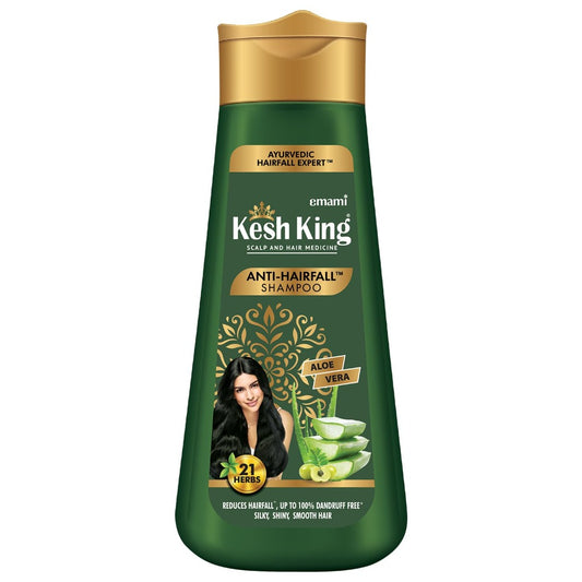 Emami Ayurvedic Kesh King Ayurvedisches Anti-Haarausfall-Shampoo Reduziert Haarausfall. 21 natürliche Inhaltsstoffe, kein Paraben und kein Silizium. Mit der Güte von Aloe Vera, Bhringraja und Amla für seidig glänzenden Glanz