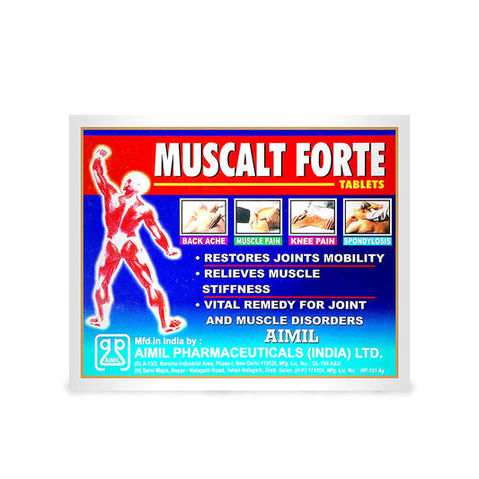 Aimil Ayurvedic Muscalt Fort Joint Wellness lindert Schmerzen in Tablettenform, Ölspray und Sirup