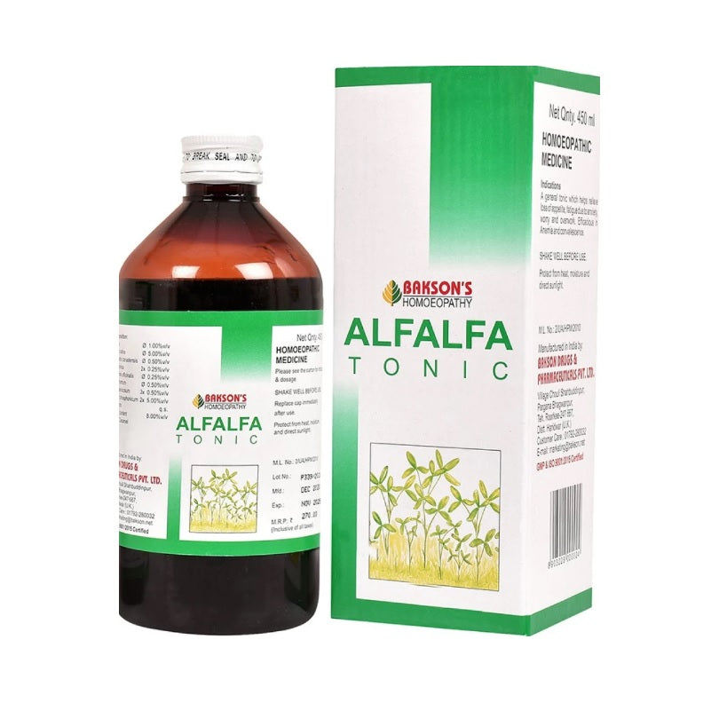 Bakson's Homoeopathy Alfalfa Tonic Promotes Health Liquid Syrup