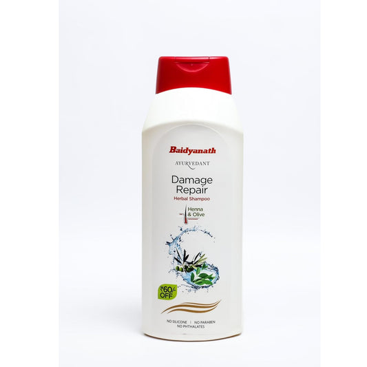 Baidyanath Ayurvedic (Jhansi) Ayurvedisches Kräuter-Haarshampoo zur Schadensreparatur mit Henna und Oliven, 100 ml