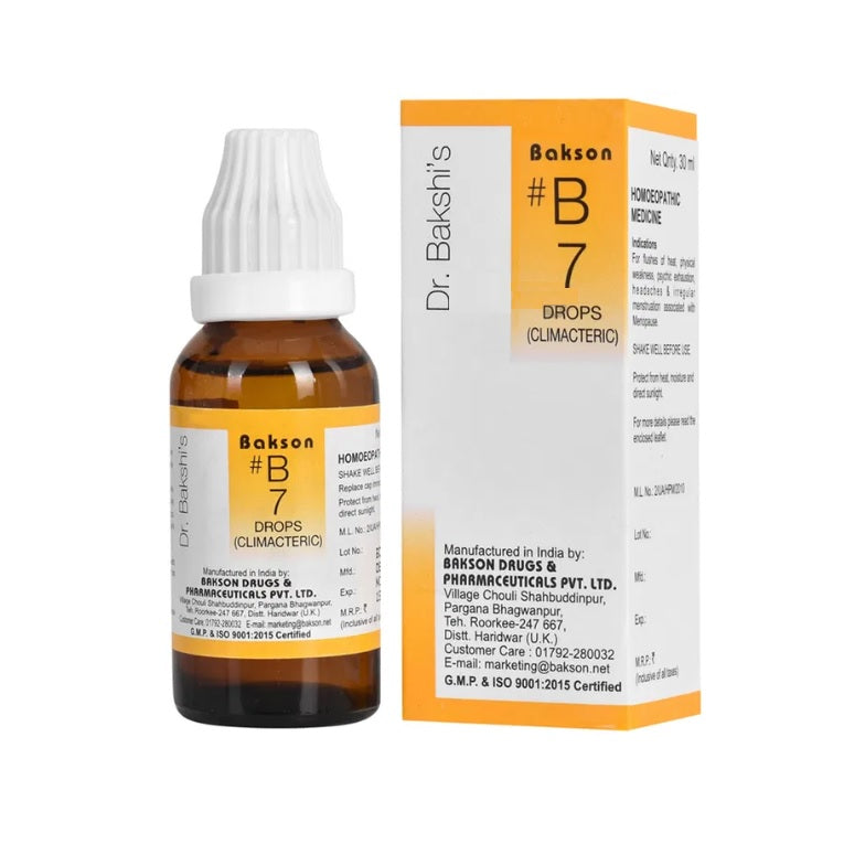 Bakson's Homoeopathy B7 (B-7) Klimakterium für Hitzewallungen, unregelmäßige Menstruation, Tropfen 30ml