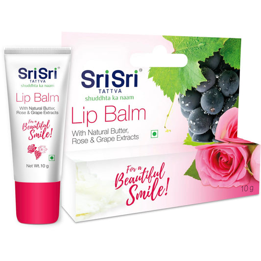 Sri Sri Tattva Ayurvedischer Lippenbalsam mit natürlicher Butter, Rosen- und Traubenextrakt, 10 g