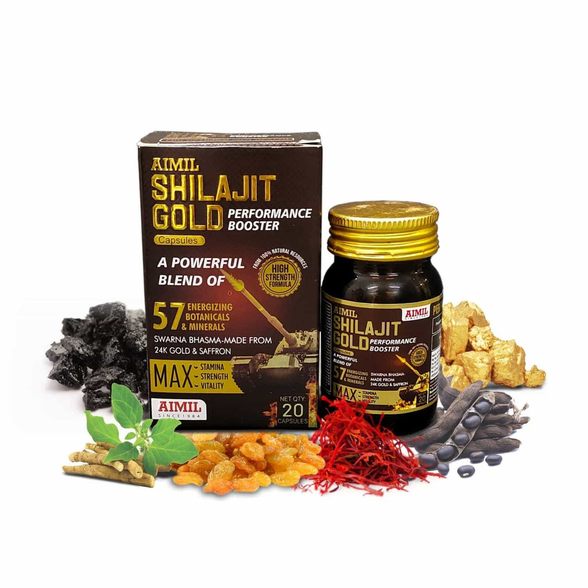 Aimil Shilajit Gold Ayurvedic Capsules – 20 Capsules