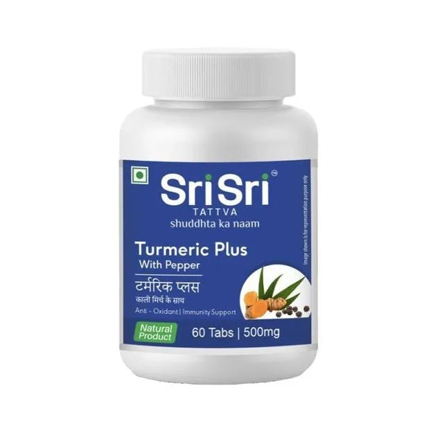 Sri Sri Tattva Ayurvedisches Kurkuma Plus 500 mg zur Unterstützung des Immunsystems und als Antioxidans, 60 Tabletten