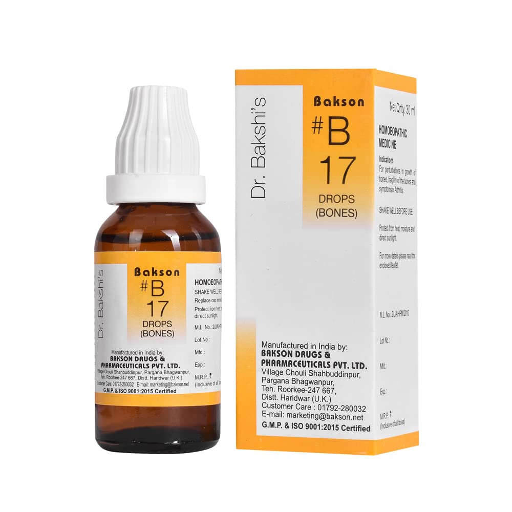 Bakson's Homoeopathy B17 (B-17) Bones für Brüchigkeit und andere Knochenbeschwerden, Tropfen 30 ml