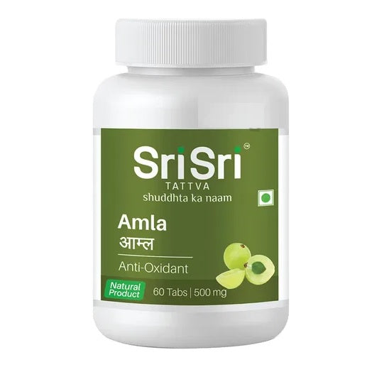 Sri Sri Tattva Ayurvedic Amla 500 mg bietet antioxidative Unterstützung in Tablettenform