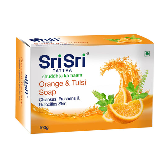 Sri Sri Tattva Orange & Tulsi Cleanses,Freshens & Detoxifies Skin Soap 100gm