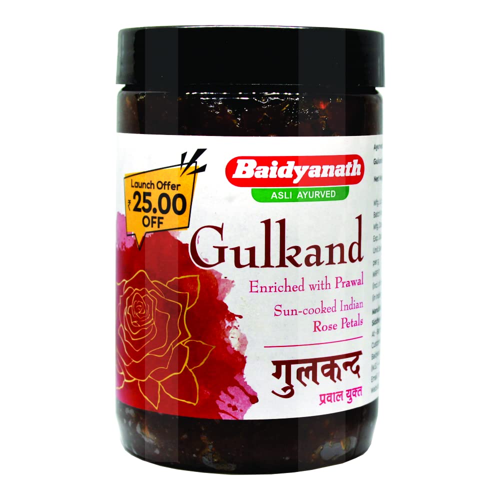 Baidyanath Ayurvedic Gulkand Gummy Prawal Sun Cooked Indian (Rose Petal Jam) 400gm