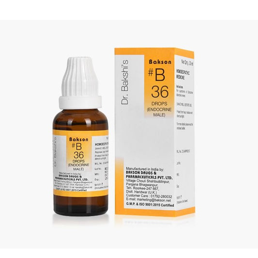 Bakson's Homoeopathy B36 (B-36) Endocrine Male für verschiedene endokrine Störungen bei Männern, Tropfen 30 ml