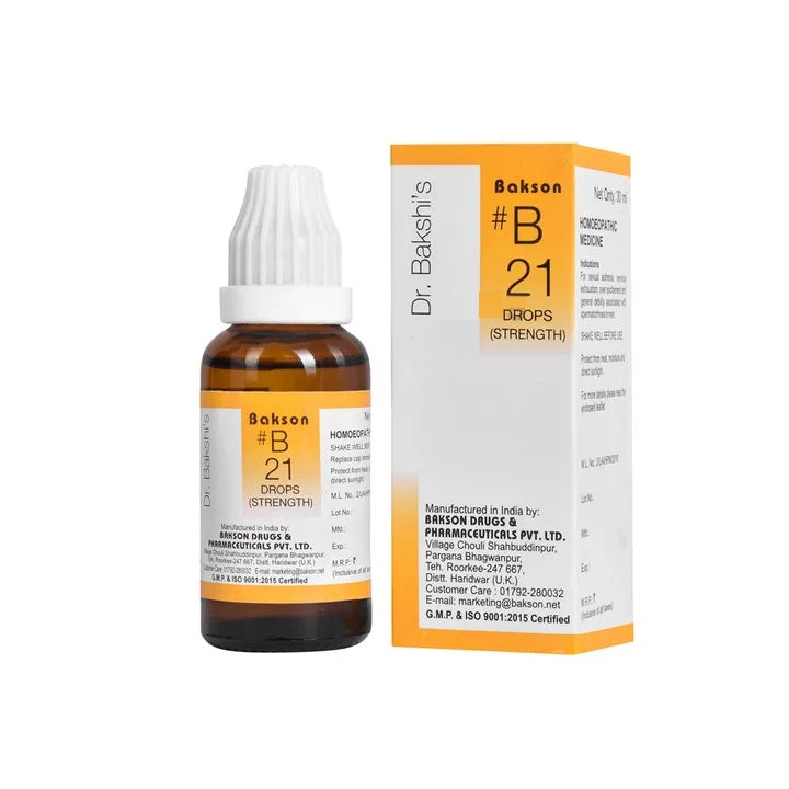 Bakson's Homoeopathy B21 (B-21) Strength For Males Drops 30ml