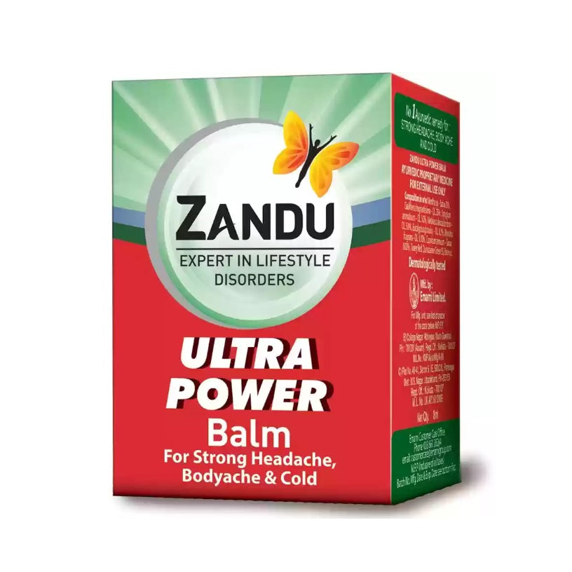 Zandu Ayurvedic Ultra Power Balm For Pain Relief From Strong Headache,Bodyaches Balm