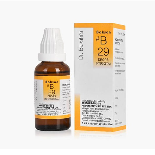 Bakson's Homoeopathy B29 (B-29) Intercostal For Pain In Intercostal Spaces Drops 30ml