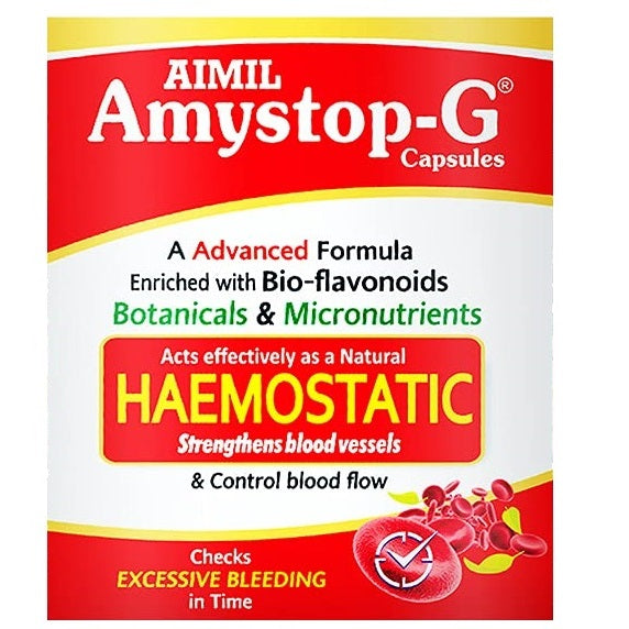 Aimil Аюрведические капсулы Амистоп-G Натуральное железо и другие добавки для женщин Укрепляют кровеносные сосуды и контролируют кровоток 20 капсул 