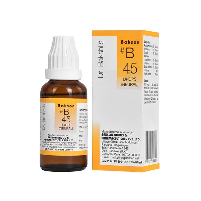 Bakson's B45 (B-45) Neural For Nervous Irritability Drops 30ml