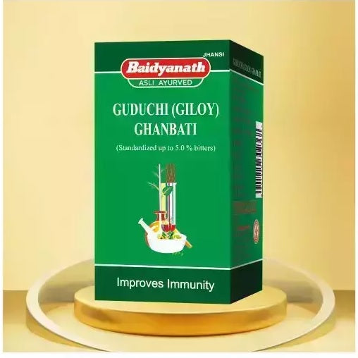 Baidyanath Ayurvedic Guduchi (Giloy) Ghanbati stärkt das Immunsystem, 60 Tabletten