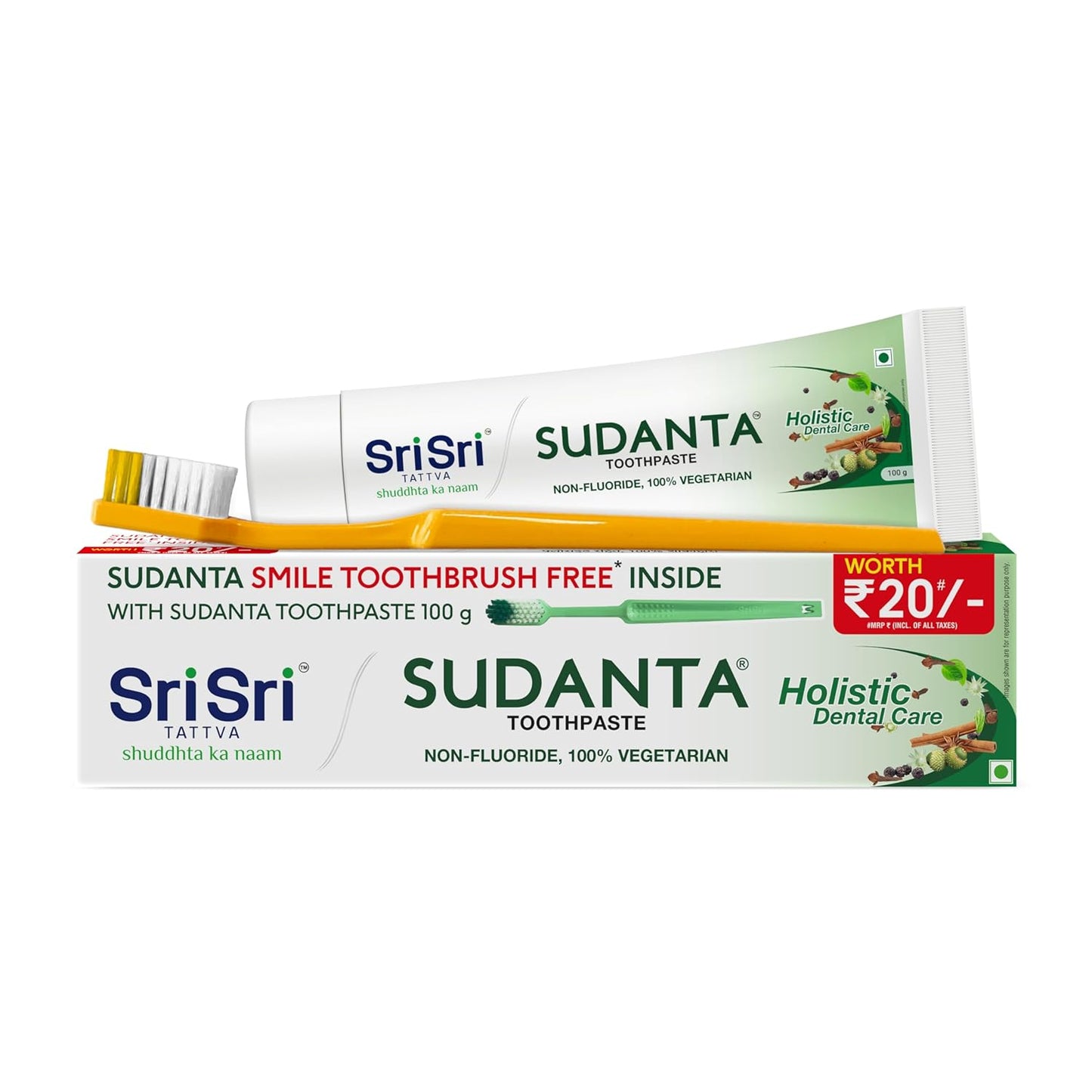 Sri Sri Tattva Sudanta Herbal Toothpaste With Smile Toothbrush Free Inside