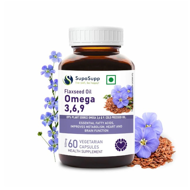 Sri Sri Tattva Ayurvedic SupaSupp Leinsamenöl Omega 3,6,9, vegetarisch 60 Kapseln