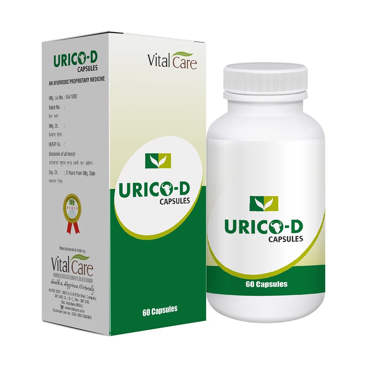 Vital Care Ayurvedisches Urico D 60 Kapseln